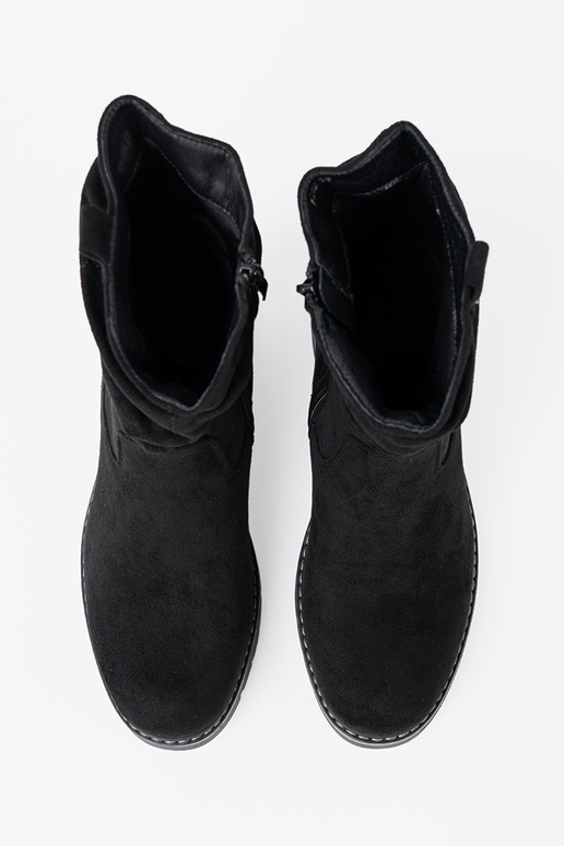 INomens boots black z ozdobnym marszczeniem