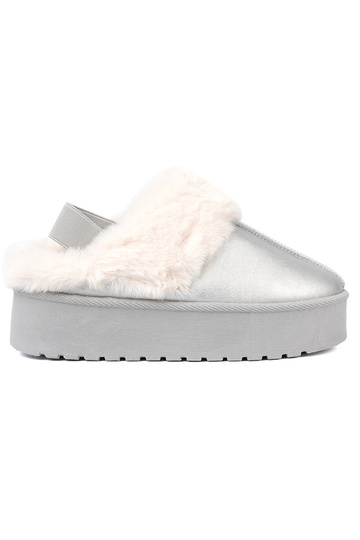 silver color INomens snoIn boots Inith fur i platformą 2