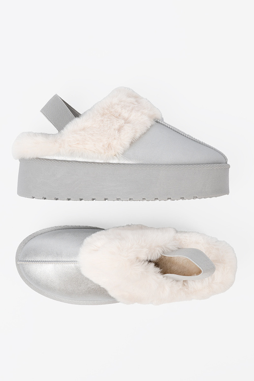 silver color INomens snoIn boots Inith fur i platformą