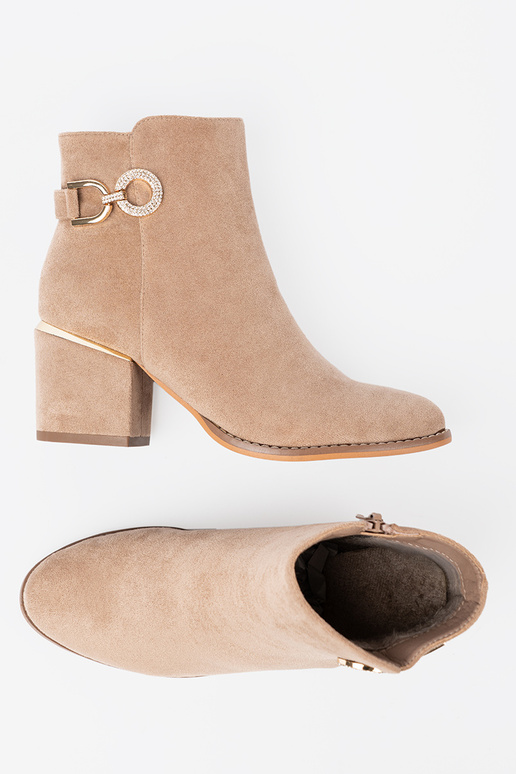 Elegant style boots beige Inith a decorative buckle Elegant style boots beige Inith a decorative buckle