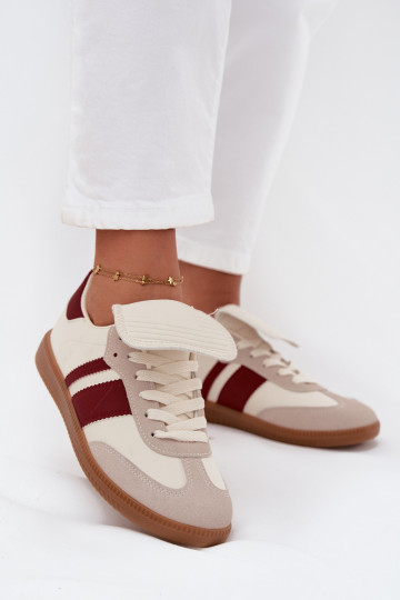 Niskie Sneakersy DamskiewithWywiniętym Językiem Bordowe Ardira