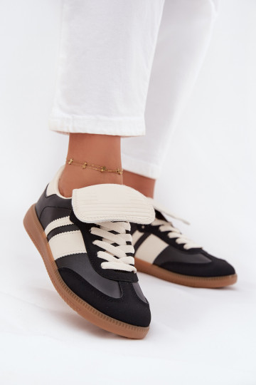 Niskie Sneakersy DamskiewithWywiniętym Językiem Czarne Ardira 2