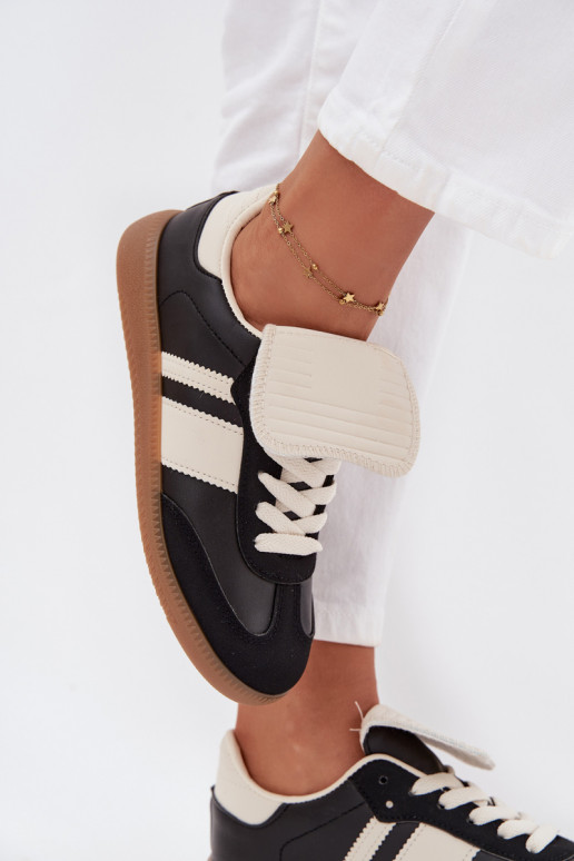 Niskie Sneakersy DamskiewithWywiniętym Językiem Czarne Ardira