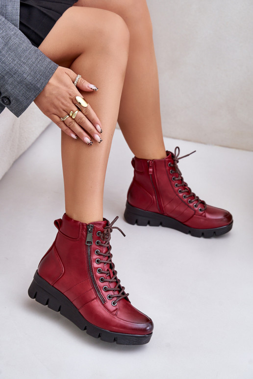 Light Warm Women's Ankle Boots On Platform And Wedge Burgundy Savindria Light Warm Women's Ankle Boots On Platform And Wedge Burgundy Savindria