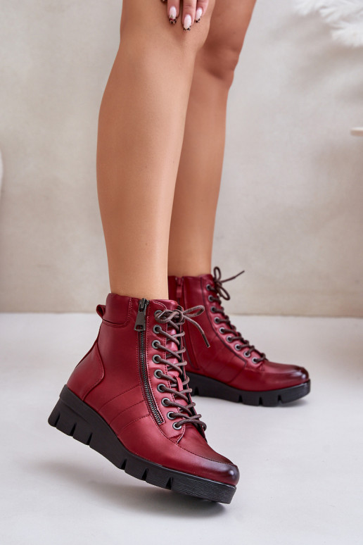 Light Warm Women's Ankle Boots On Platform And Wedge Burgundy Savindria Light Warm Women's Ankle Boots On Platform And Wedge Burgundy Savindria
