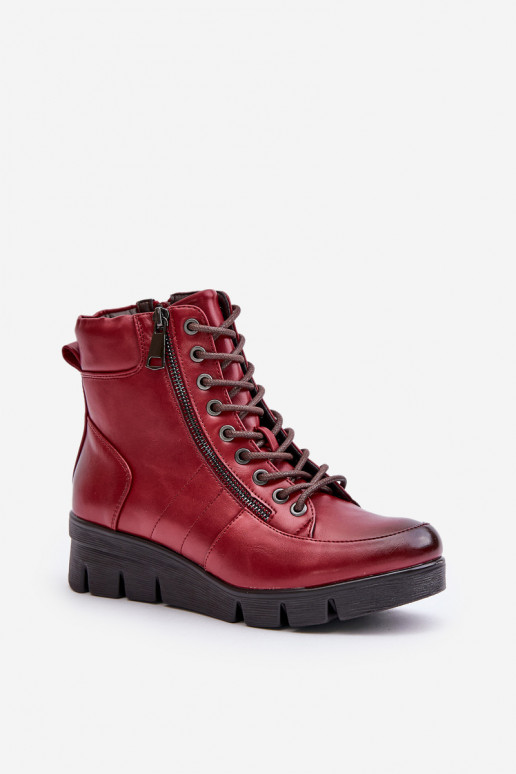 Light Warm Women's Ankle Boots On Platform And Wedge Burgundy Savindria Light Warm Women's Ankle Boots On Platform And Wedge Burgundy Savindria