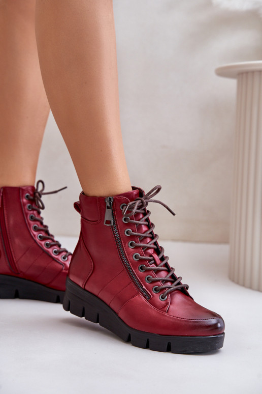 Light Warm Women's Ankle Boots On Platform And Wedge Burgundy Savindria Light Warm Women's Ankle Boots On Platform And Wedge Burgundy Savindria