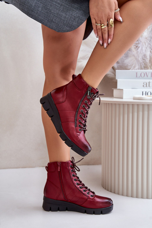 Light Warm Women's Ankle Boots On Platform And Wedge Burgundy Savindria Light Warm Women's Ankle Boots On Platform And Wedge Burgundy Savindria
