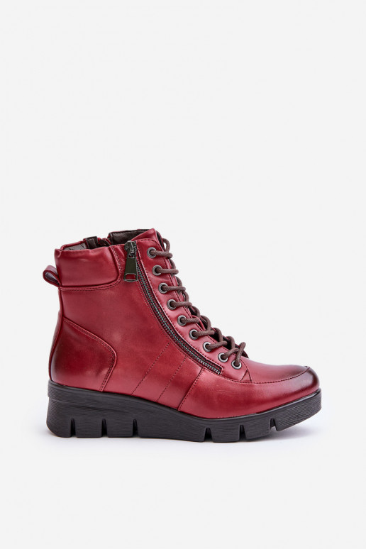 Light Warm Women's Ankle Boots On Platform And Wedge Burgundy Savindria Light Warm Women's Ankle Boots On Platform And Wedge Burgundy Savindria