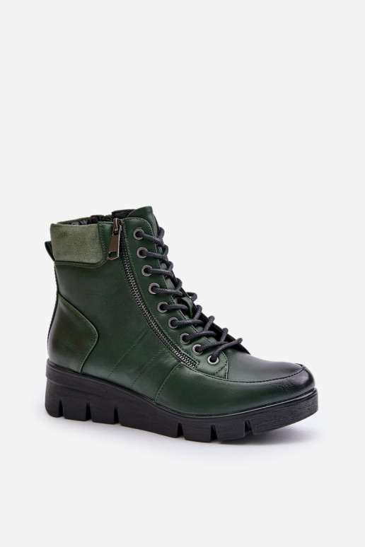 Light Insulated Women's Ankle Boots On Platform And Wedge Dark Green Savindria Light Insulated Women's Ankle Boots On Platform And Wedge Dark Green Savindria