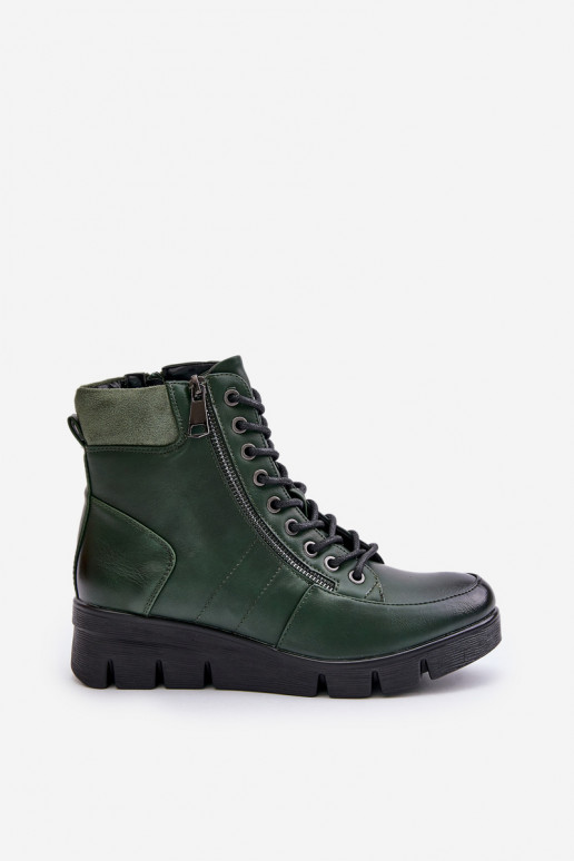 Light Insulated Women's Ankle Boots On Platform And Wedge Dark Green Savindria Light Insulated Women's Ankle Boots On Platform And Wedge Dark Green Savindria