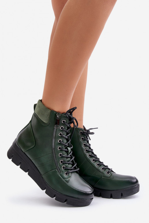 Light Insulated Women's Ankle Boots On Platform And Wedge Dark Green Savindria Light Insulated Women's Ankle Boots On Platform And Wedge Dark Green Savindria