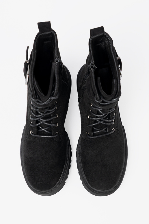 black shoes Inith buckles i lacingm