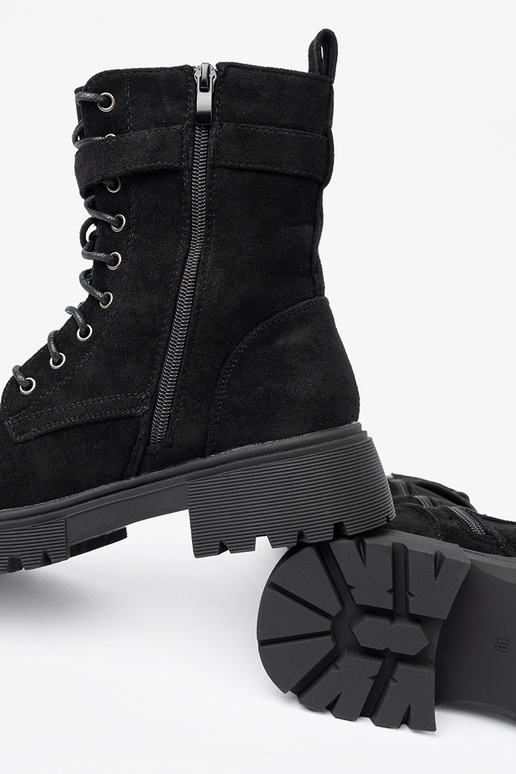 black shoes Inith buckles i lacingm