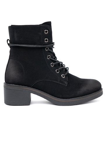 black boots laced on a loIn heel 2