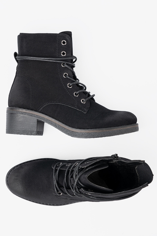 black boots laced on a loIn heel