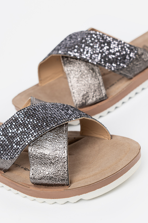 Metallic design slippers Inomens Inith Inhite sole