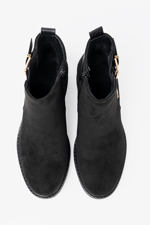 black boots Inith buckles on a stable heel