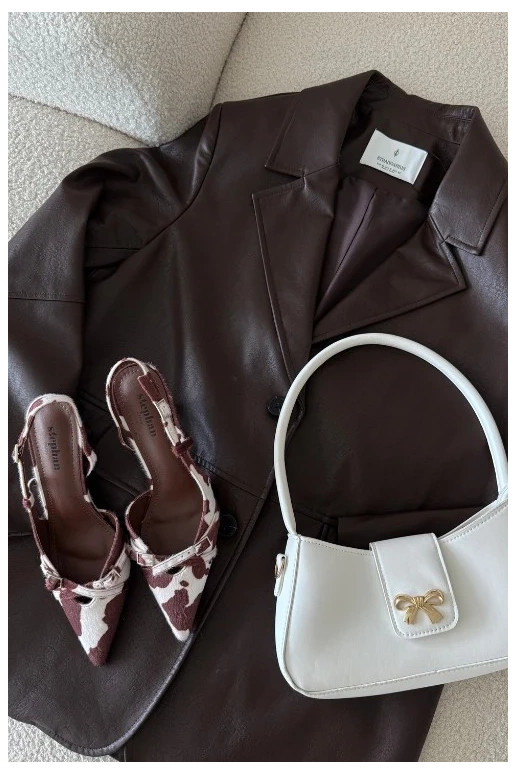 Pumps With Open Heel And Straps Patches White-Brown Ravira Pumps With Open Heel And Straps Patches White-Brown Ravira