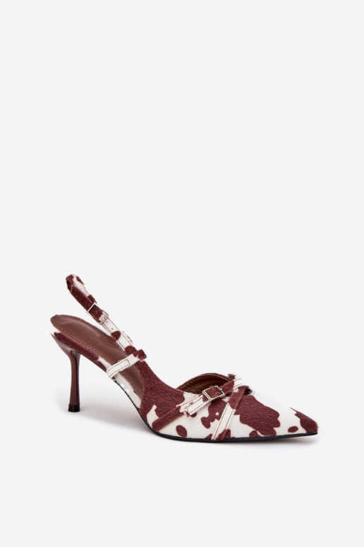 Pumps With Open Heel And Straps Patches White-Brown Ravira Pumps With Open Heel And Straps Patches White-Brown Ravira