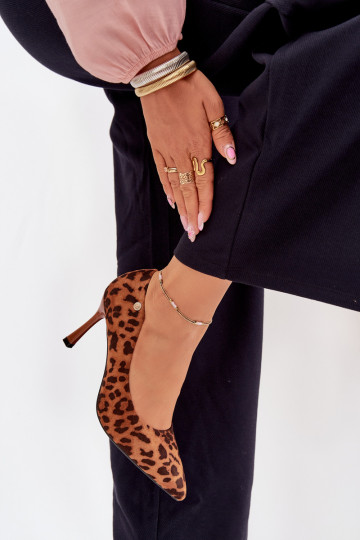 Women's Heels With Leopard Print Vinceza 62264 Brown