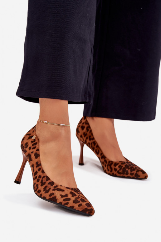 Women's Heels With Leopard Print Vinceza 62264 Brown