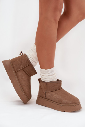 Women's Snow Boots On Platform Insulated With Fur Khaki Vesirae 2