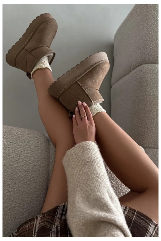 Women's Snow Boots On Platform Insulated With Fur Khaki Vesirae