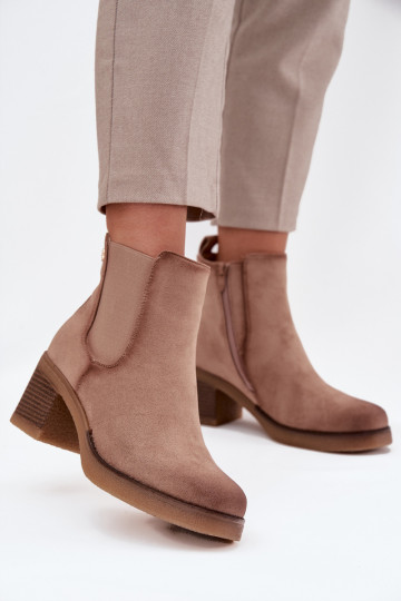 Women's ankle boots with heel lined beige Zelia 2