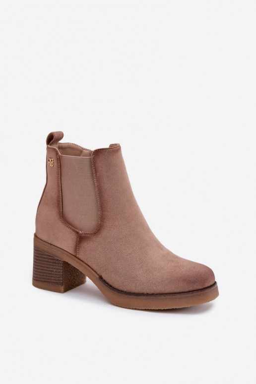 Women's ankle boots with heel lined beige Zelia