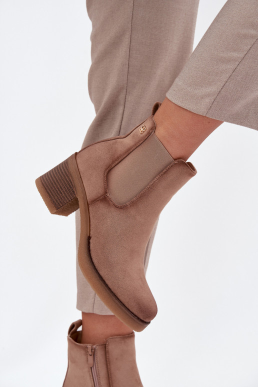 Women's ankle boots with heel lined beige Zelia