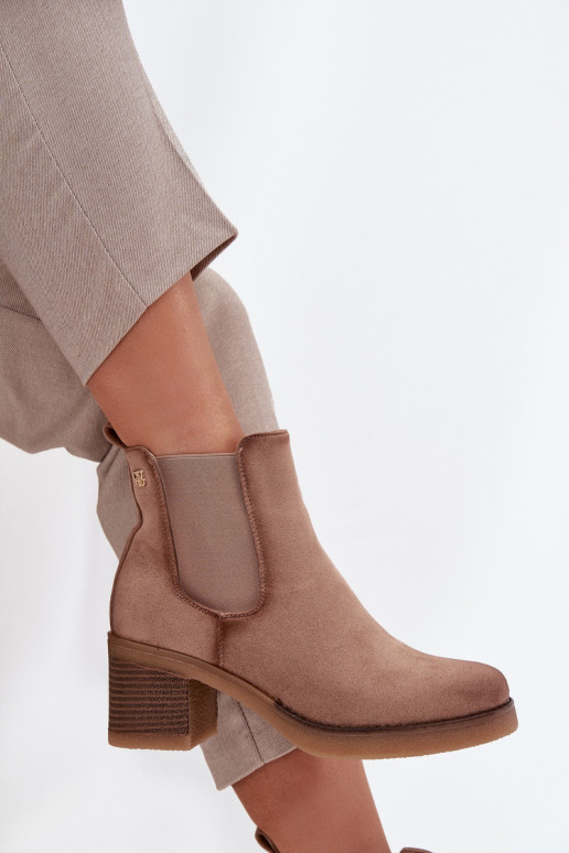 Women's ankle boots with heel lined beige Zelia