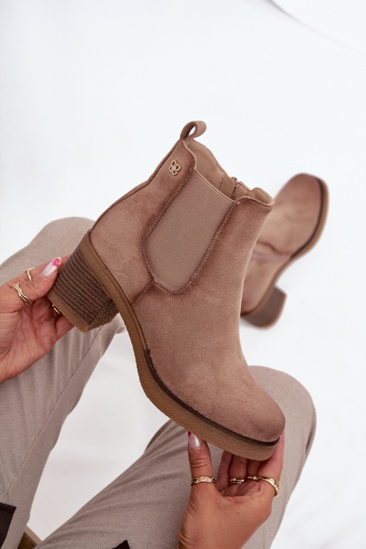 Women's ankle boots with heel lined beige Zelia