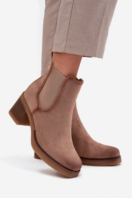 Women's ankle boots with heel lined beige Zelia