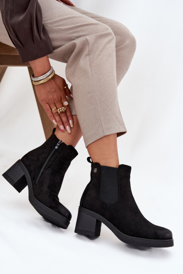 Women's ankle boots on heel lined black Zelia