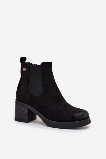 Women's ankle boots on heel lined black Zelia 2