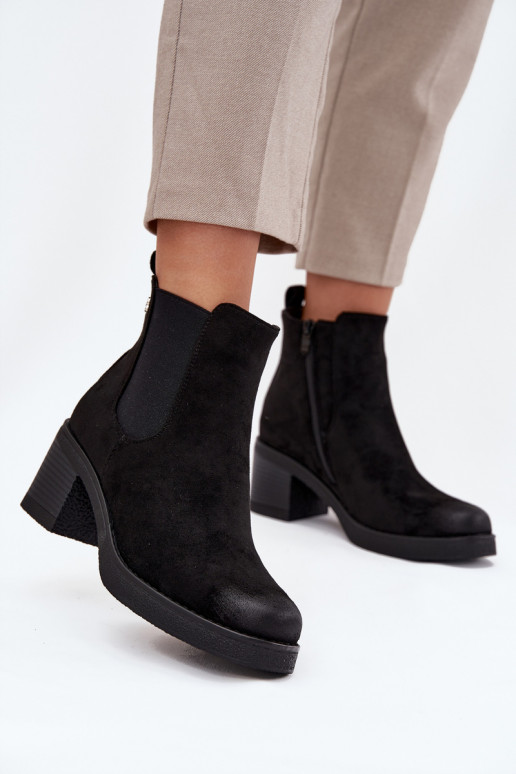 Women's ankle boots on heel lined black Zelia