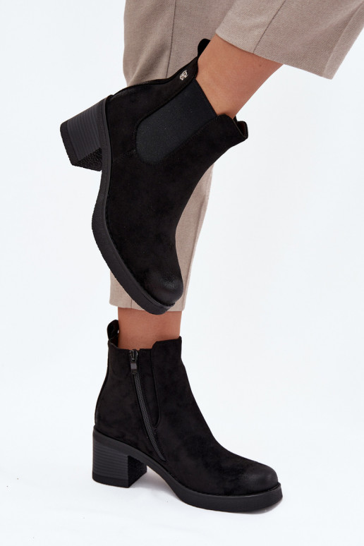 Women's ankle boots on heel lined black Zelia