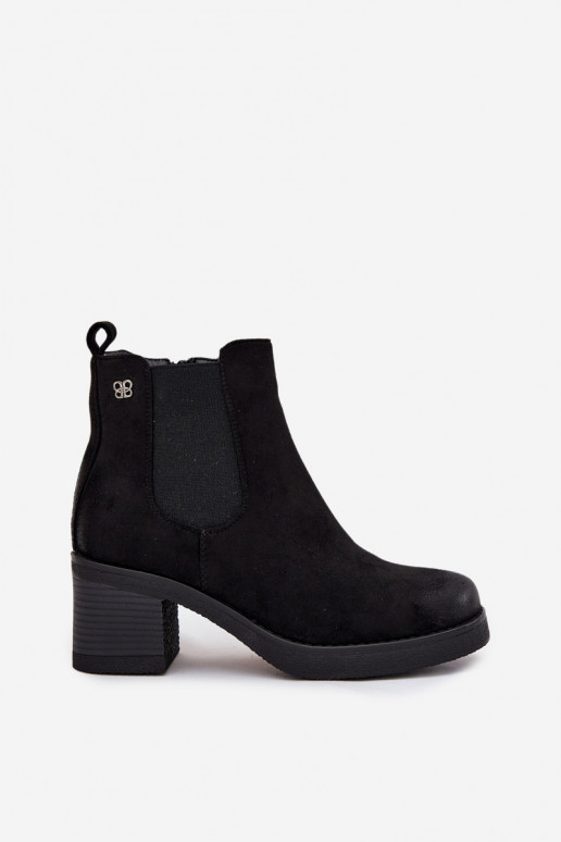 Women's ankle boots on heel lined black Zelia
