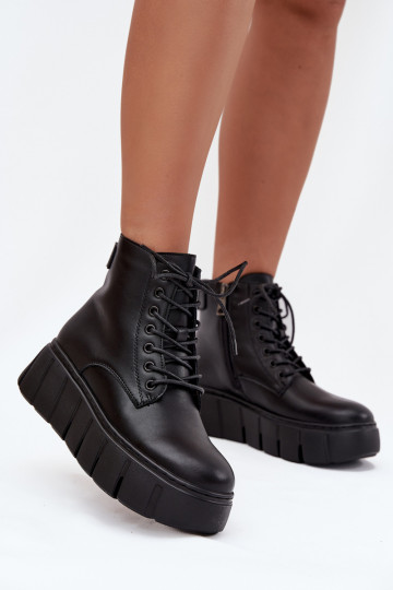 Leather Insulated Women's Boots on Platform Vinceza 66803 Black 2
