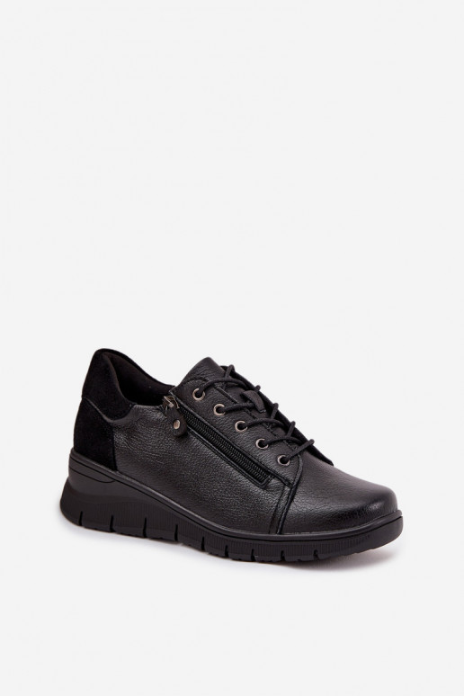 Leather Women's Platform Shoes Vinceza 39964 Black Leather Women's Platform Shoes Vinceza 39964 Black