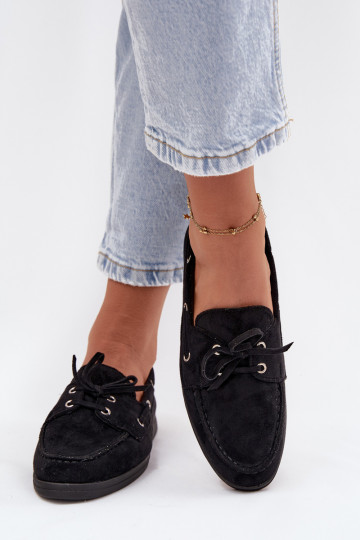 Women's Suede Loafers Big Star RR274948 Black 2