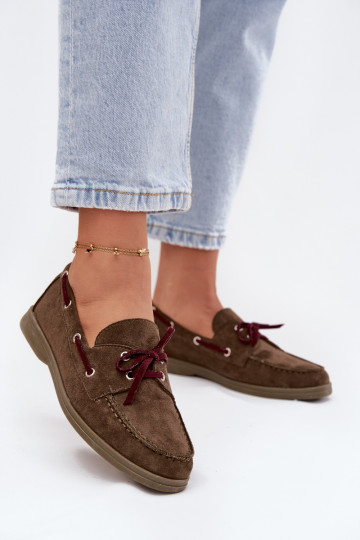 Women's Loafers With Laces Dark Green Calivra 2