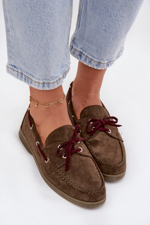 Women's Loafers With Laces Dark Green Calivra