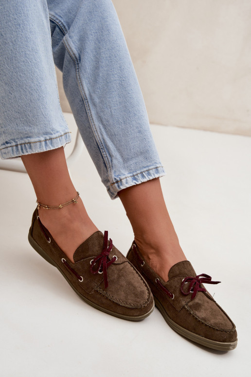 Women's Loafers With Laces Dark Green Calivra