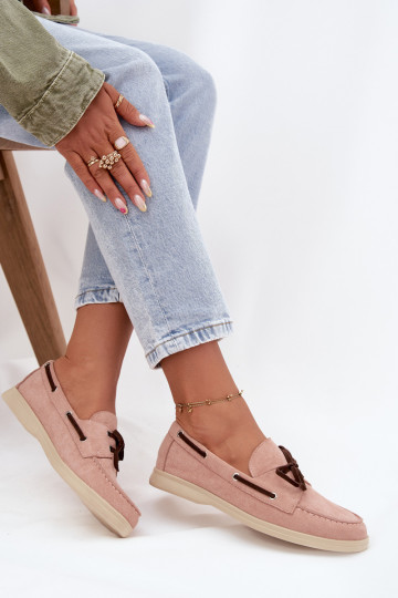 Women's Loafers With Laces Light Pink Calivra