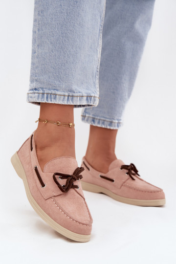 Women's Loafers With Laces Light Pink Calivra 2