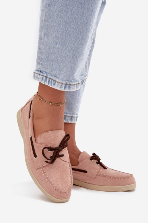 Women's Loafers With Laces Light Pink Calivra