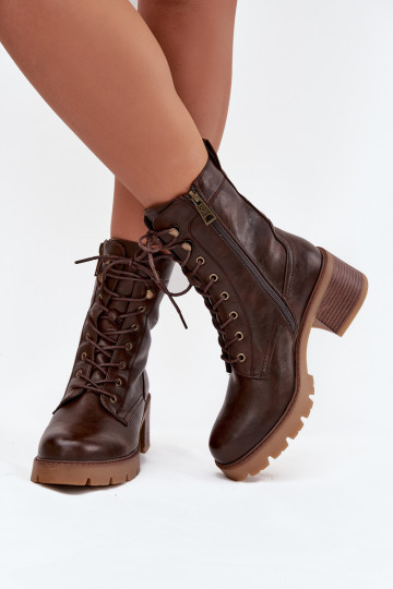 Women's Workery Block Heeled Boots Vinceza 89136 Warm Brown 2