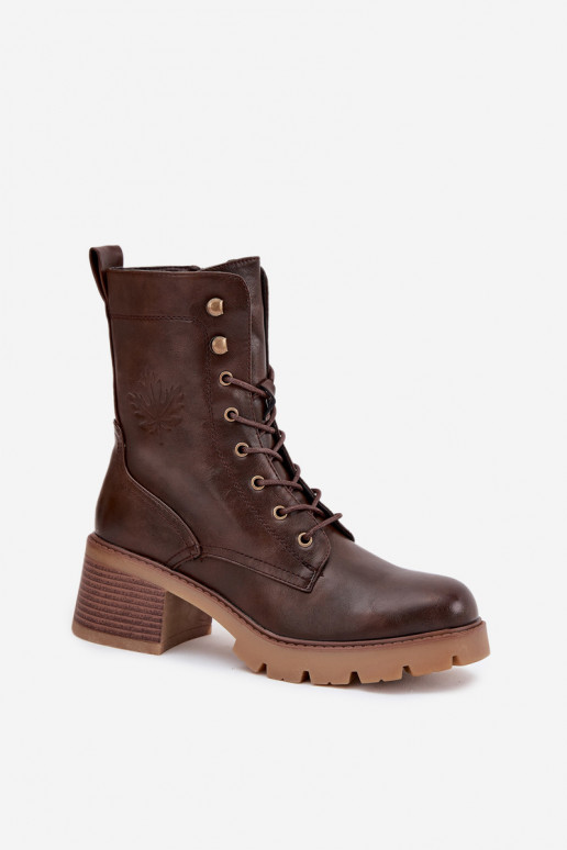 Women's Workery Block Heeled Boots Vinceza 89136 Warm Brown Women's Workery Block Heeled Boots Vinceza 89136 Warm Brown